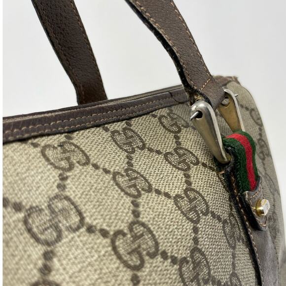 Gucci Vintage GG Monogram Supreme Web Small Handbag PVC Leather Beige Brown - Picture 12 of 16